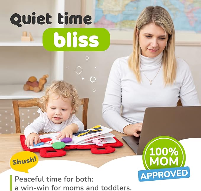Toddler Travel Toys, Quiet Book for Toddlers 1-3, Plane and Car Toy | Baby Airplane Toys for Travel, Montessori Busy Book 1-3 Year Old with All Parts Attached, No Noise Gift