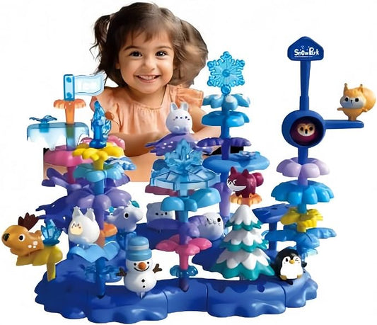 Snow Garden Stacking Toys 79PCS Coral Flower Garden for Toddlers | Marine Coral Creative Construction Building Toys Educational STEM Screen-free Christmas Birthday Gift for Kids Age 3-6