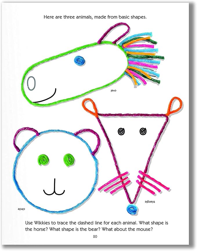 Wikki Stix Preschool Activity Book – 72 Reusable Wikki Stix with 28 Pages & 30 Activities – Educational Toy for Toddlers & Kids – Fine Motor Skills, School Readiness, Travel, Classroom, No Mess Fun