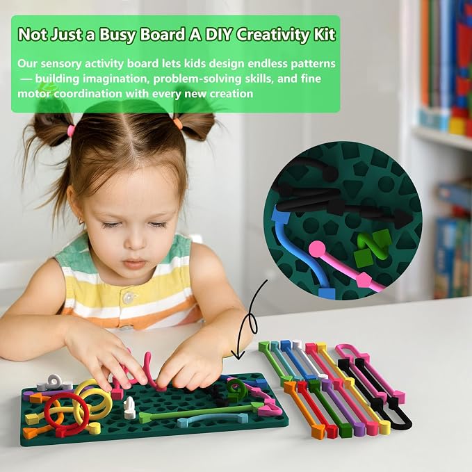 Silicone Sensory Activity Board for Kids, Quiet Fidget Toy for Travel | Calm Focus, Quiet & Silent Play, Endless Creative Patterns, Fine Motor Skill Development, Screen-Free Alternative
