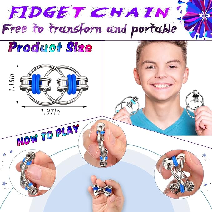 5PC Fidget Toys Adults Set Fidgets for Classroom Must Have Autism Sensory Pack Figette Cube ADHD Special Treasure Prize Tool Stress Relief Desk Cool Gadget for Kid Easter Basket Stuffers for Teen Boys