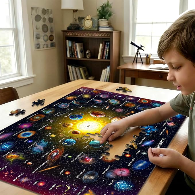 Puzzles for Kids Ages 6-8 & 8-10, 200 Piece Solar System Jigsaw Puzzle | Educational Space Learning Toy, Great Birthday And Holiday Gift for Boys And Girls
