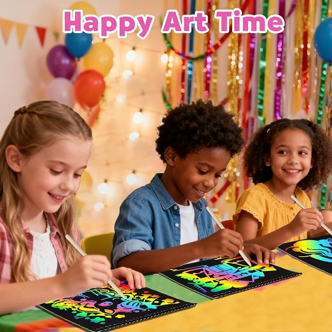 ZMLM Scratch Paper Art-Crafts Gift: 2 Pack Rainbow Notebooks Supplies Toys | Art Crafts for 3 4 5 6 7 8 9 10 11 12 Years Old Girls and Boys Kids Birthday Christmas Party Travel Games Activities Unicorns