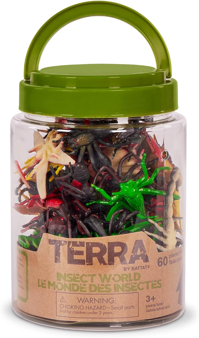 Terra by Battat Reptile Animal Tube, 60 Plastic Animal Figurines, Reptiles | Portable tube with 60 reptile and amphibian animal figures, including frogs, snakes, lizards and alligators, Tubes, 3+ Years