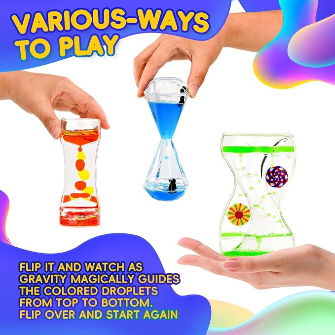 TKTM Liquid Motion Bubbler 3 Pack, Quiet Visual Calming Timer Toy | Sensory Fidget for Kids & Adults, No Batteries Required, Relaxing Desk Gadget for Classroom Therapy Office