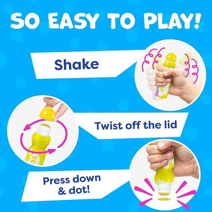 Dot Markers For Toddlers 1-3 - Dot Art Paints Washable For Kids - Includes Printed & PDF Coloring Sheets - Toddler Arts And Crafts for Kids Ages 2-4 - Preschool Learning Activities, Bingo Daubers