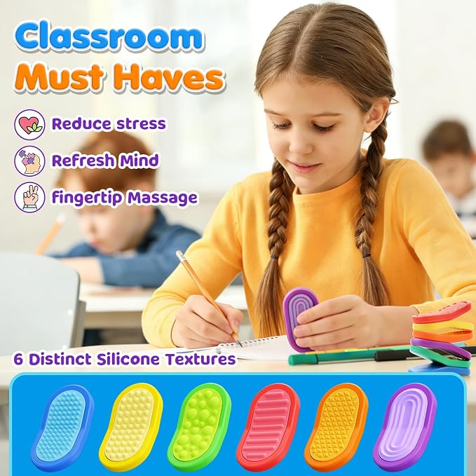 Fidget Sensory Toys for Kids- 6 Pack Textured Fidget Toys for Calming | Magnetic Sensory Toys for Students Stress Relief - ADHD Small Fidget Toys for Classroom Prizes