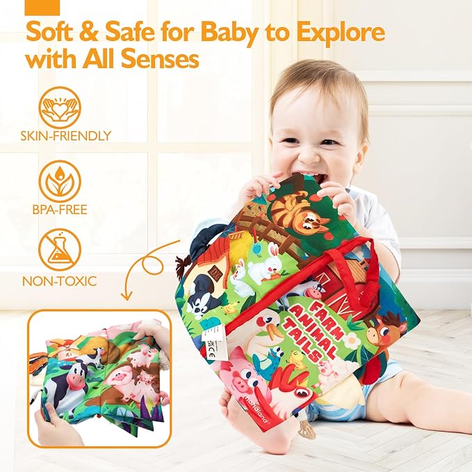 hahaland Baby Books 0-6 Months, Infant Tummy Time Sensory Toys | Touch Feel Book Gifts for Boy Girl 0-3-6-12 Month Baby Shower Birthday Easter Basket Stuffers 1PCS