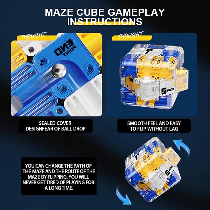 3D Puzzles, Brain Teaser Puzzles Toys Educational Learning Toys(Blue) | Logical Thinking, Puzzle Maze Cube Easter Basket Stuffers Birthday Gifts Family Board Games Tabletop