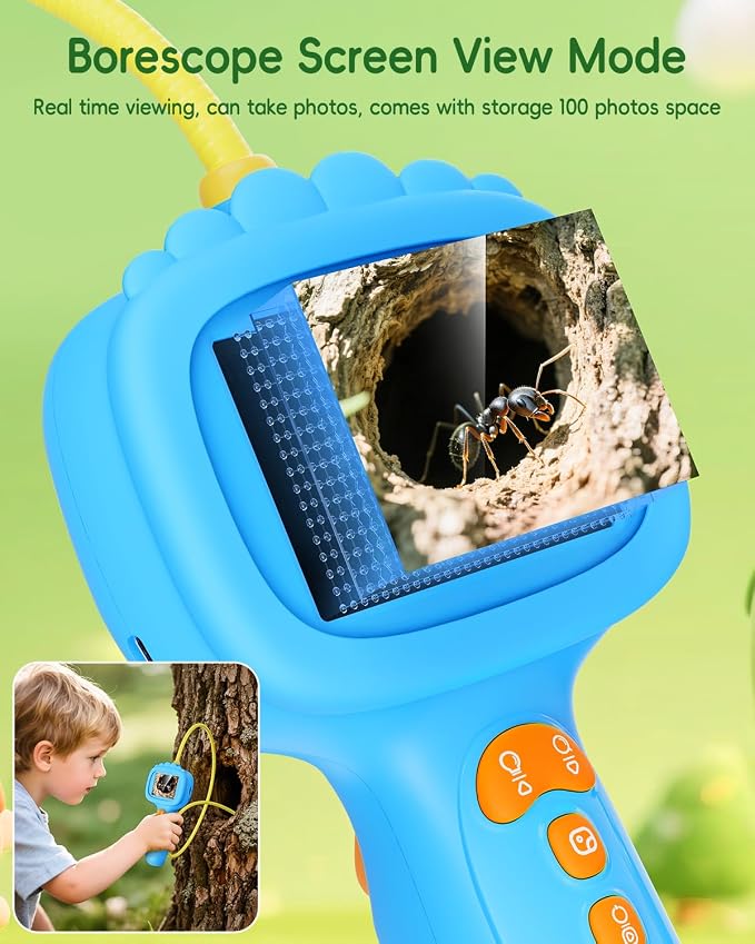 Borescope Snake Camera with Light for Kids, Outdoor Educational STEM Toys, Science Gifts for 5 Year Old Boy, Camping Nature Activities, Best Birthday Gift for Boys, Girls Ages 4,5,6,7,8,9,10(Blue)