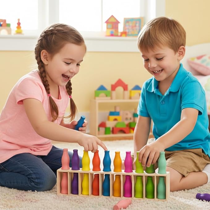 Color Stack Challenge Game, Bottle Color Match Game for 2-4 Players | Family Board Game for Kids Ages 8-12 and Adults, Portable Tabletop Activity for Travel, Camping, Holidays and Parties