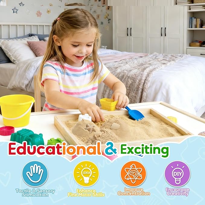 FURWEY Play Sand,19.4lbs Natural Brown Sensory Sand,Kids Shaping Molding | Suitable for Children Shaping, Squeezing and Molding, Natural Brown Sensory Play Sand, Without Molds