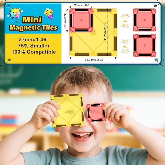 Magnetic Tiles Mini Travel Toddler Toys Magnetic Blocks Building for Kids | Birthday Gift for Boys & Girls 3+ Year Old, Toddler Travel Essential, Preschool Classroom Must Haves, Outdoor Learning Toys