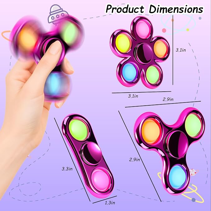 FIGROL 3 Pack Pop Fidget Spinners Stocking Stuffers. Sensory Fidget Toys for Kids, Teens, Boys & Girls
