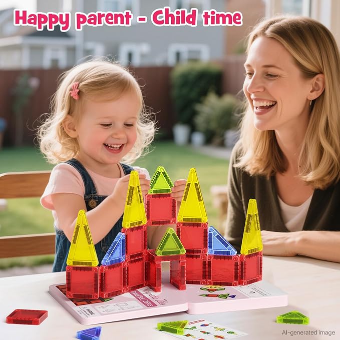 Mini Magnetic Tiles Travel Set Iron Box Storage Baseplate | Portable Magnetic Building Blocks STEM Toy for Kids 3+
