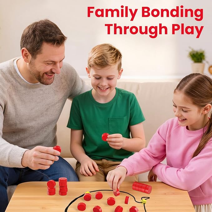 LLESSOO Magnet Game with String, Fun Strategy Board Games for Kids 8-12 and Adults, Magnetic Game for Family Night, Party & Travel, Includes 20 Chess Pieces, Rope and Storage Bag
