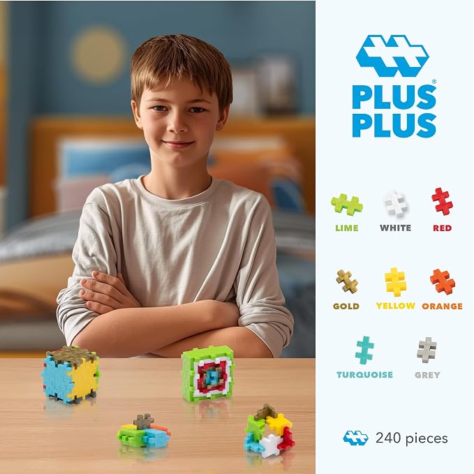 PLUS PLUS 240 Piece Celebration Mix - Mini Waffle Blocks, Stem Toy | Sensory Bin Fillers, Math Manipulatives, Classroom Must Haves, Gifts Boys & Girls, Stem Bins, Airplane Activities for Kids