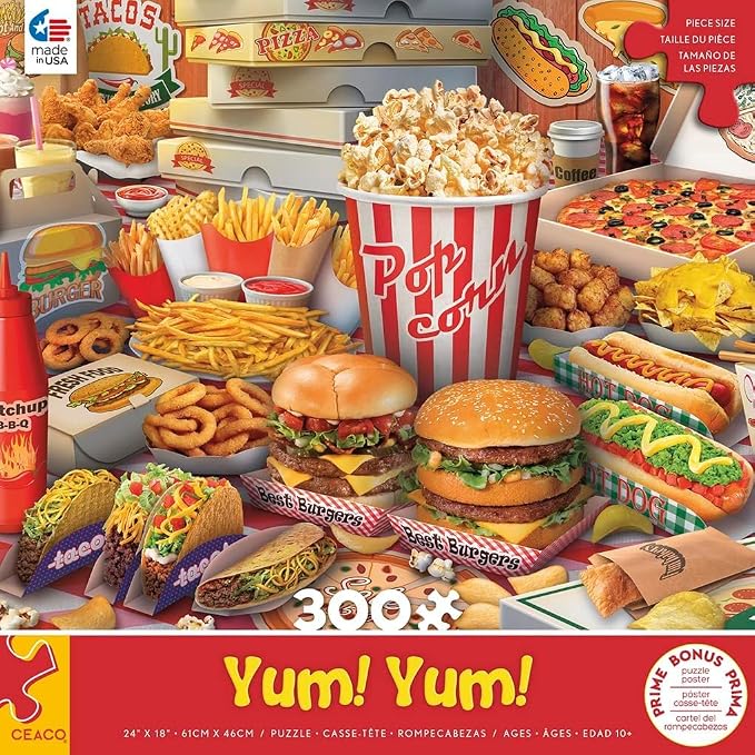 Ceaco - Yum Yum - 300 Large Piece Jigsaw Puzzle for Adults | Art by Eduard, Made in USA, Includes Poster, Giftable, Frameable