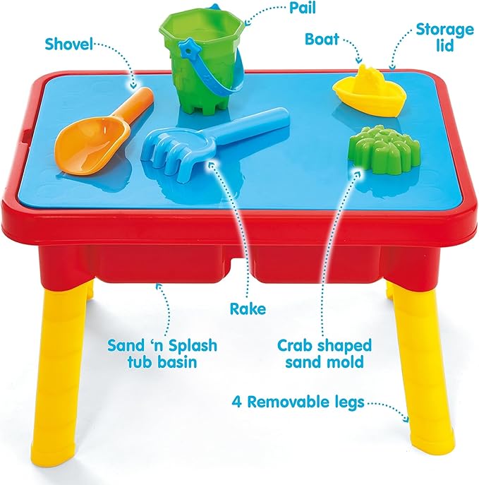 Kidoozie - Sand 'n Splash Activity Table | Scoop, pour and build at stand-up height - dual sensory bins with a cover for backyard mornings or playroom days, Ages 2+