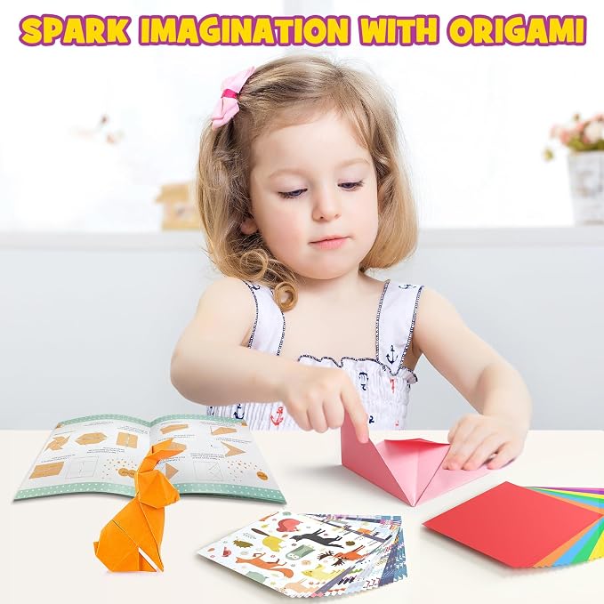 Pigipigi Kids 160 Pcs Origami Paper Kit,Arts and Crafts for Kids Ages 5-12 | Beginners Origami Kit with 60 Forest paper,Step-by-Step Guiding Book, DIY Craft Birthday Gift for Boys Girls ages 5-12