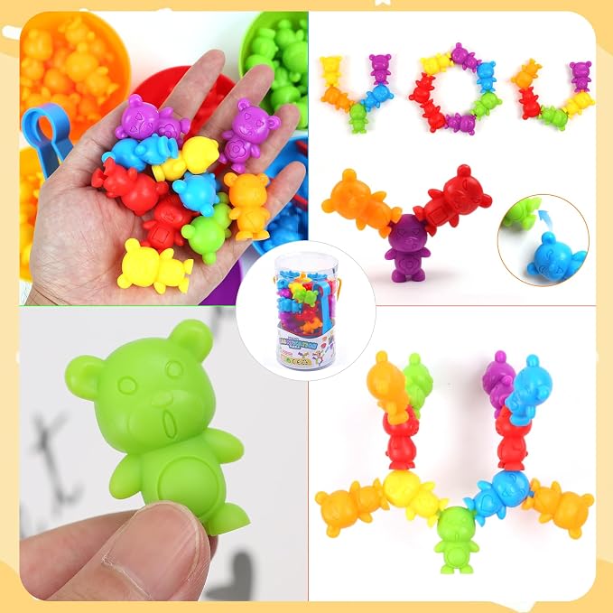 UNIQUE KIDS Counting Matching Game with Sorting Cups, Color Classification and Sensory Training Educational Learning Toys Set Gift for Toddlers Preschool Ages 3 Years and up