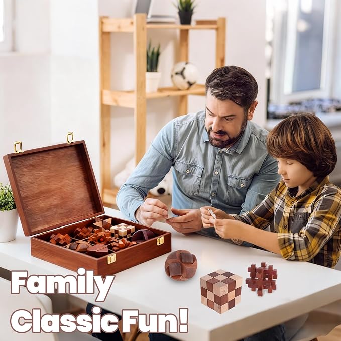 Mytothfy Wooden Brain Teaser Puzzles for Adults Teens, 3D Puzzle Game Toys | Brain Teaser Puzzles with Wooden Box, Unlock Interlocking Puzzle for Adults Teens, IQ Education Smart Toys, Party Favor