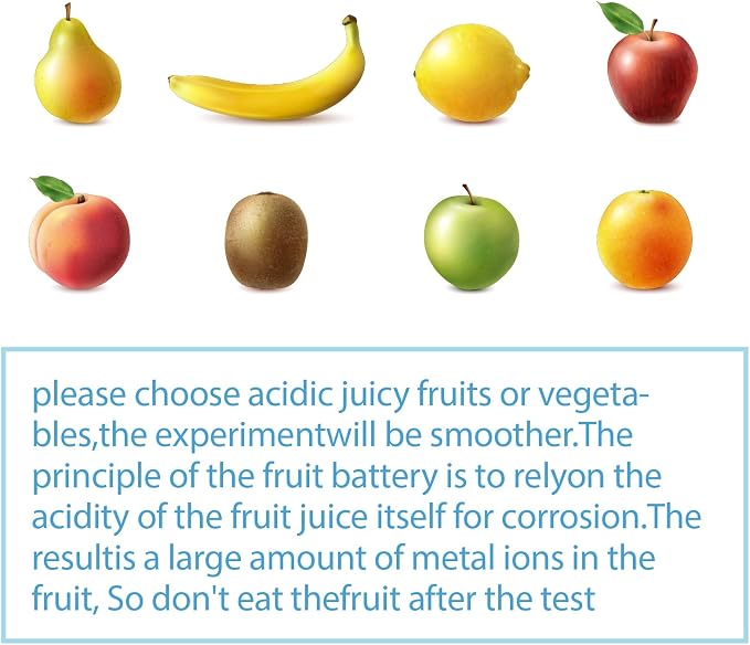 Sntieecr Fruit Battery Science Experiment Kit with Instruction | Potato Science Educational Kit for School Sciences Project, Kids DIY STEM Lab Experiments