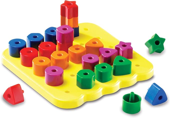 Learning Resources Stacking Shapes Pegboard, Toddler Activity,Fine Motor Toy, Gifts for Boys and Girls, 27 Piece Set, Ages 2+