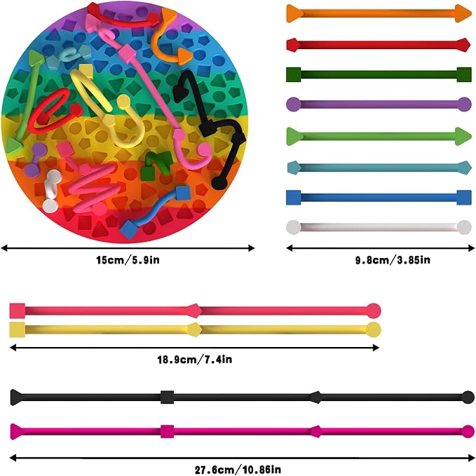 Sensory Activity Board, Silicone Fidget Toys for Calming and Stress | Autism Quiet for Adults, Toddler Sensory Toys for ADHD, Road Trip Essentials for Kids, Portable Travel Bag & 12 Strings