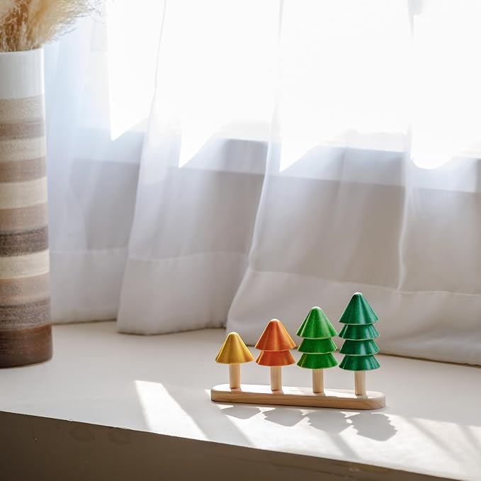 PlanToys® Wooden Sort & Count Trees Montessori Kids Counting Stacking Toy | wooden sort count trees, montessori counting stacking, numbers colour sorting logical thinking, educational learning, toddler
