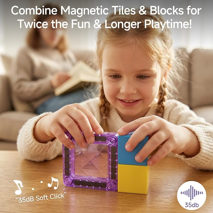Magnetic Blocks Travel Set: 48 Pieces 3 in 1 Magnetic Tiles Set | Ultra-Lightweight Tin Box, 60-Min Focused Play, 45S Cleanup, on-the-Go Design, Air Travel, Great for Boys & Girls 3-8