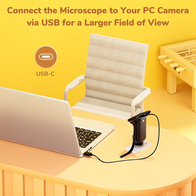 LM013 Digital Microscope for Adults Portable, Kids Handheld Microscope Camera with 2.8" Screen, Coins Magnifier with 8 LED, PC View, 32GB