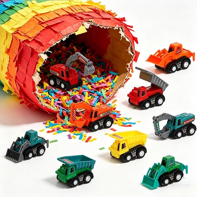 Small Construction Vehicles Toy Cars for Toddlers 1-3, Mini Pull Back Cars Trucks for Toddlers 2-4, Birthday Party Favors Kids 3-5, Goodie Bag Stuffers Boy Potty Training Prizes Sensory Bin Toys (9)