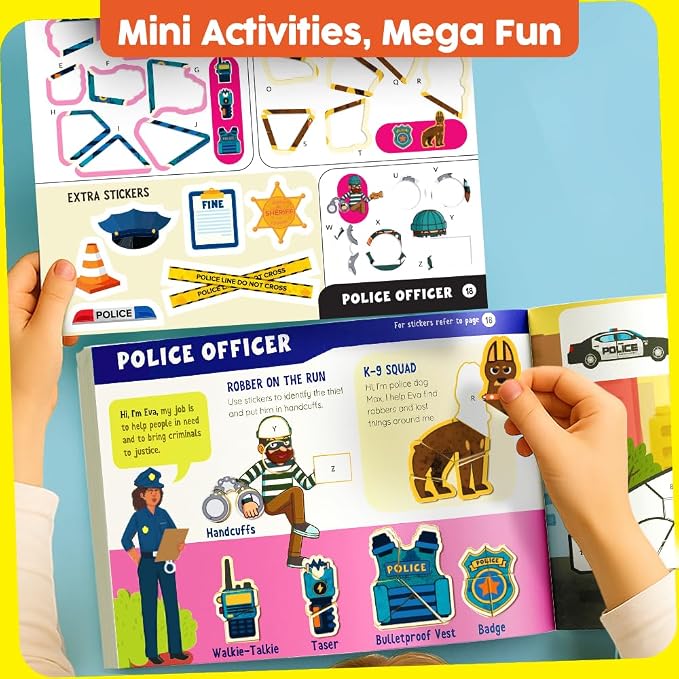 Funcils Paint by Sticker Book for Kids Ages 4-8, 30 Color Sticker by Number | Travel, Airplane, Car Activities for Kids, Girls & Boys - Art & Crafts Games, Puzzle Books, Learning Educational Kit
