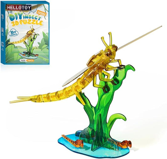 3D Acrylic Insect Puzzle DIY Bug Model Kit Animal STEM Gift | Building Kits Crafts Figurine Sculpture Nature Decoration Educational Display Toys for Kids Teens and Adults (Mayfly)