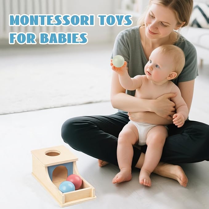 Busy edition Montessori Toys for Babies 6-12 Months, 9 Month Old Baby Toys | Wooden Object Permanence Box, Preschool Developmental Toy for Infant, Toddler Ball Drop Toy Girl Boy Gift