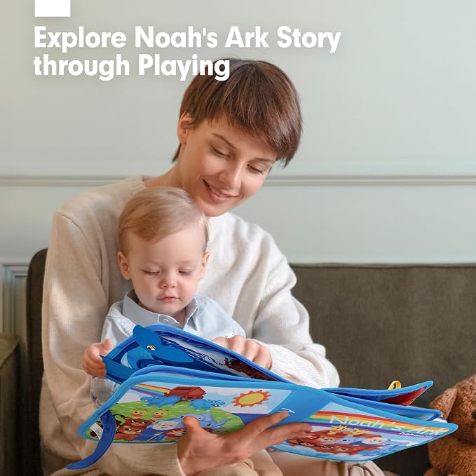 hahaland Noah's Ark Toy Busy Book for Toddlers 1-3 - Baptism Gifts for Boys | Montessori Toys for 1 Year Old Boy Girl, Learning Educational Airplane Travel Quiet Activity Board One Year Old Birthday Gift