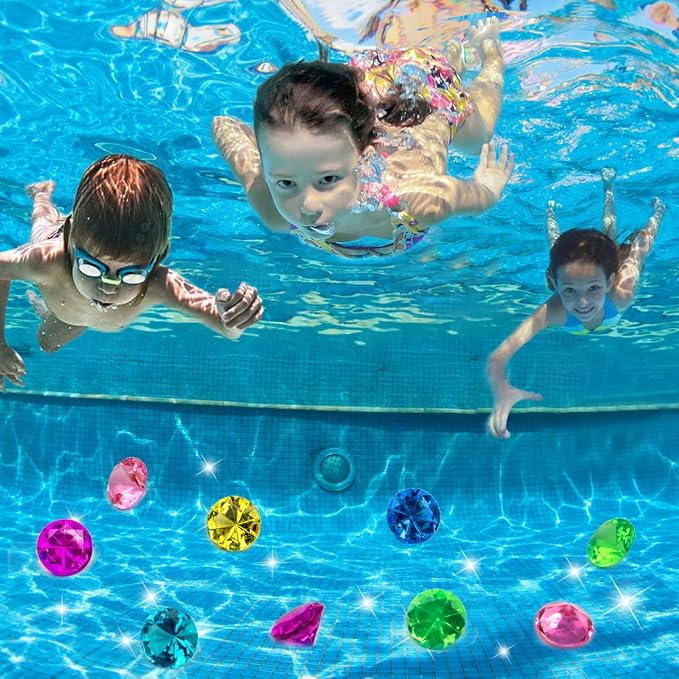 70pcs Pool Games for Kids, 30mm Acrylic Diving Gems Pirate Treasures | Swimming Pool Toys Favors and Sensory Bin Filler,Mermaid Party Favors
