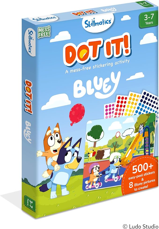 Skillmatics Dot It Bluey – Sticker Art, Travel Toy, Craft Kit for Kids | 500+ Stickers, Craft Kits, Bluey, Bingo and Friends, DIY Activity for Toddlers, Gift for Boys & Girls Ages 3, 4, 5, 6, 7