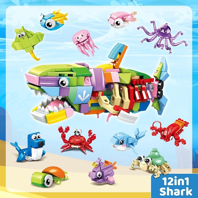 Mini Building Blocks Sets Party Favors for Kids 4-8, 36PCS | Ocean Animals Small Building Block Sets, Goodie Bag Stuffers for Kids, Treasure Box Prizes, Pinata Stuffers for Kids