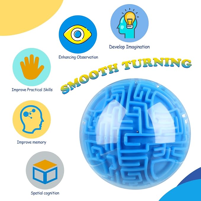 Sratte 3D Maze Ball - Gravity-Based Brain Teaser Puzzle Game Toy for Kids Teens Adults, Back to School Screen-Free Travel STEM Toy for Road Trips, Hard Challenge Birthday Gifts