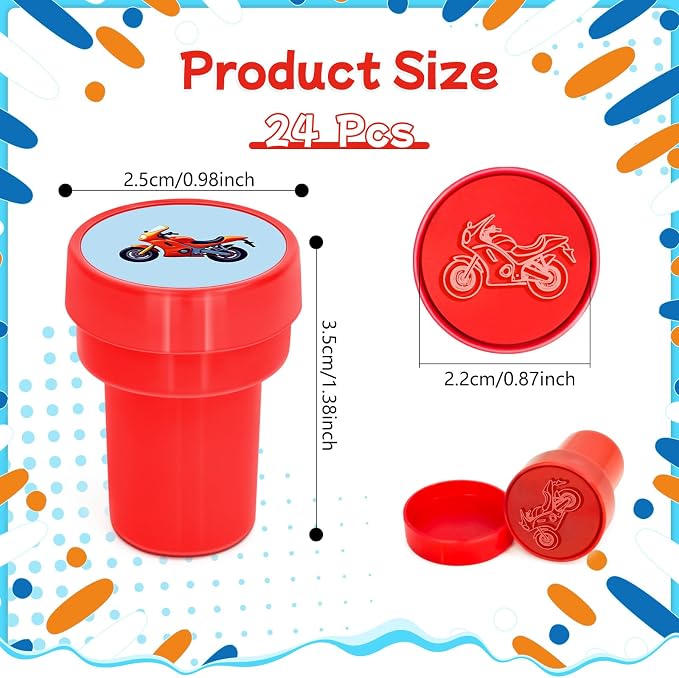 Cinrobiye 24 Pcs Transportation Stampers Party Favor Set, Cute Vehicle Stamps for Kids Birthday Party, Classroom Rewards, Educational Learning Toys, Goody Bag Fillers, Themed Party Supplies