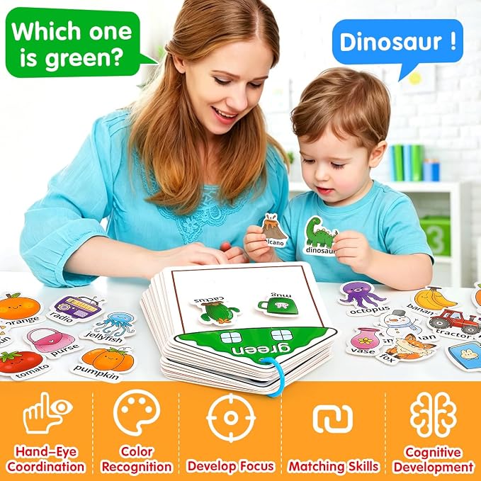 Montessori Busy Book Color Sorting Toys for Toddlers 2-3 Years | Educational Fine Motor Skills Matching Toys, Preschool Learning Travel Activities, Birthday Gifts for 4 Year Old Boys Girls