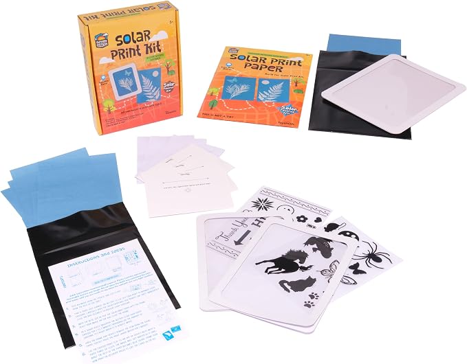 Toysmith Outdoor Discovery Solar Print Paper Kit, Multicolor, 36 Sheets | Sun Print Paper, Stencils and Frames, Outdoor Science Art, Nature Crafts, Classroom Projects, Creative Craft Gift, Ages 8-12