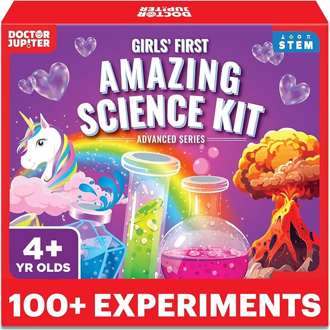 Doctor Jupiter Girls' First Amazing Science Experiments Kit for Ages 4+ | Birthday Gift Ideas for Girls 4, 5, 6, 7, 8 Year Olds, Science Kits for Kids Ages 5-7, STEM Educational Toys