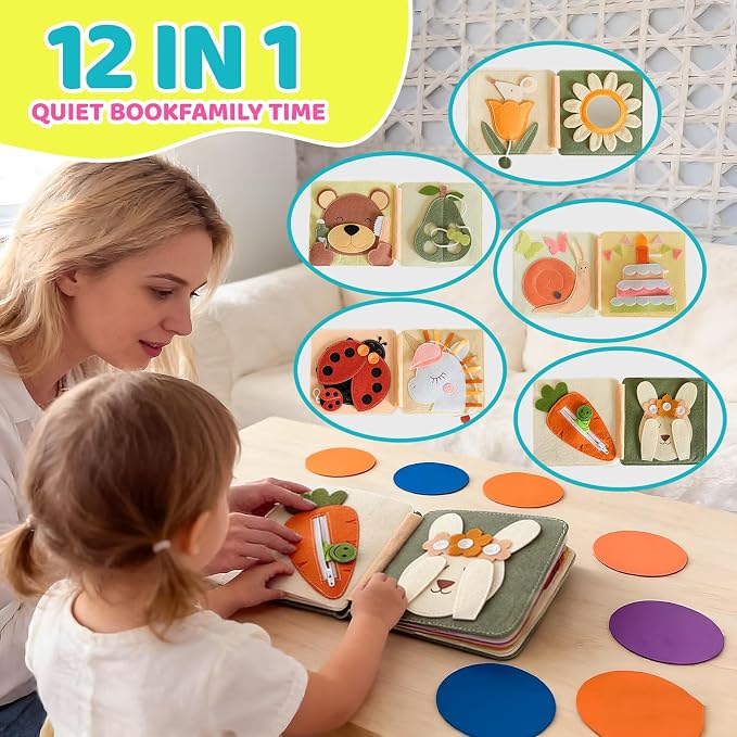 Personalized Montessori Felt Busy Book, Toddlers Quiet Book w/Name | Preschool Early Learning Educational Book for Kids Age 2 3 4 5 6 Years, Kids Gifts for Birthday Easter Thanksgiving Christmas