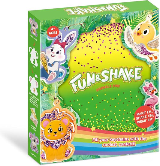DIY Glitter Craft Kit with Keychains - Mess-Free Arts and Crafts for Kids Ages 4-8, Fun Shake-It Activity, Creative Travel Toys, Party Favors & Birthday Gifts for Girls 4-9