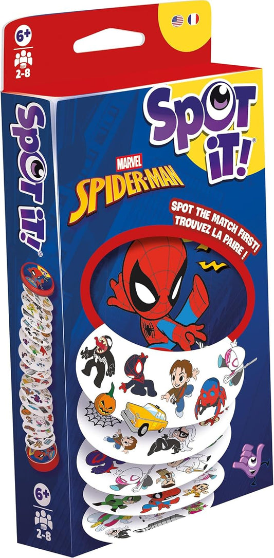 Zygomatic Spot It! Spiderman Card Game (Eco-Blister) | Fast-Paced Matching Featuring 5 Mini-Games, Travel-Friendly Family Fun for Kids & Adults, Ages 6+, 2-8 Players, 10 Mins
