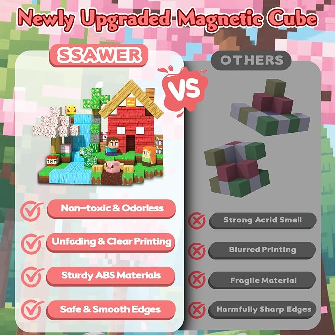 Magnetic Blocks, 208PCS Toys Building Cube Birthday Gifts for Kids | Magnetic Cubes, 0.8 inches Building Blocks, STEM Construction Toys Christmas Birthday Gifts for Kids Boys Girls