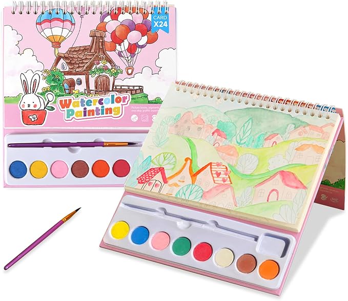 Cavnewt Watercolor Coloring Books for Kids Ages 4-8, Mess Free Watercolor Painting Book, Paint with Water Books for Toddlers, Travel Activities Arts Party Favors Birthday Gifts for Kids Girls & Boys